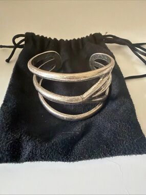 Vintage Lucky Brand Silver-Tone Peace Cuff Bracelet - Women's
